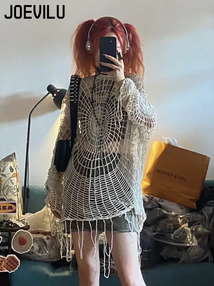 Fishing Equipment Net - JOEVILU Hollow Knit Hooded Tops Women's